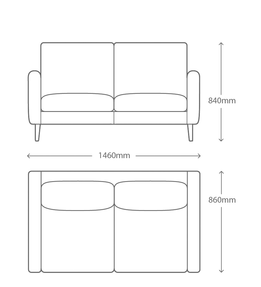 Jupiter 2 seater sofa size