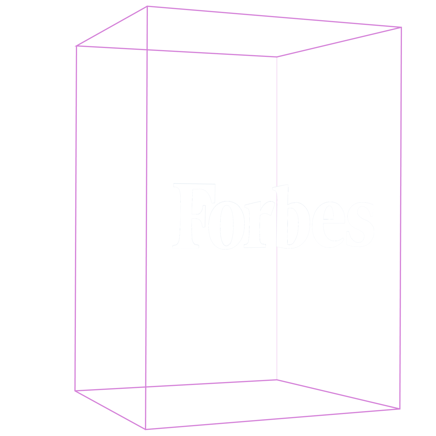 forbes logo inside transparent pink cube
