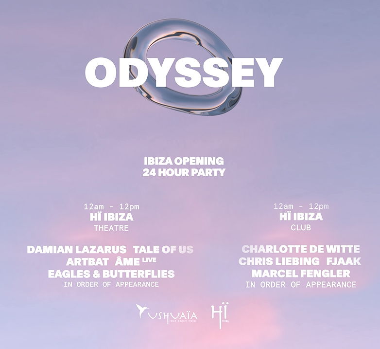 Odyssey party lineup, opening party Hi ibiza, fiesta apertura 2020