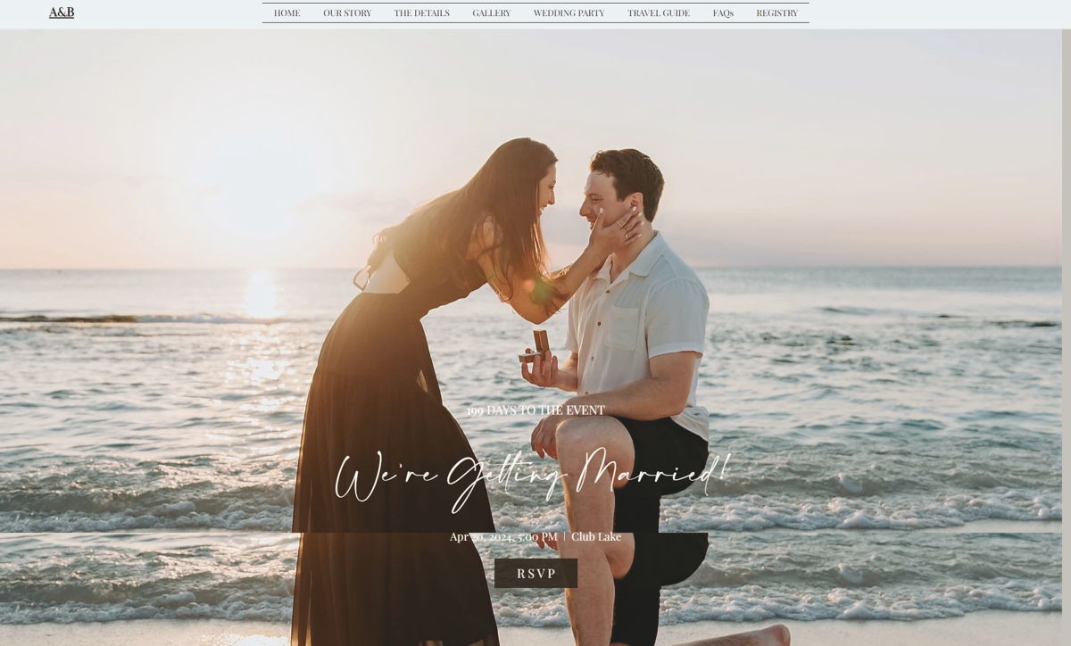 Screenshot of Alex and Bailey, from the wedding websites collection.