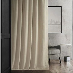 HPD Half Price Drapes Signature Velvet Thermal Blackout Curtains for Living Room 96 Inch Long (1 Panel) Rod Pocket Insulated Blackout Curtains for Bedroom Window Curtains, 50W x 96L, Neutral Ground
