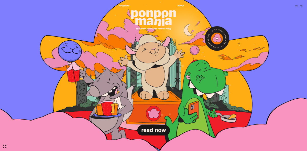 Screenshot of Ponpon Mania, from the cool websites collection.