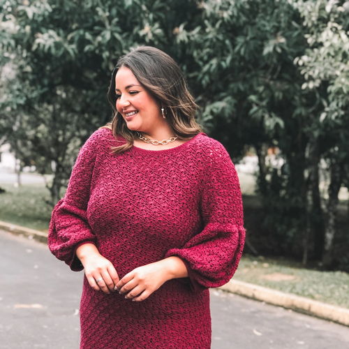 Crochet Dress With Puff Sleeves