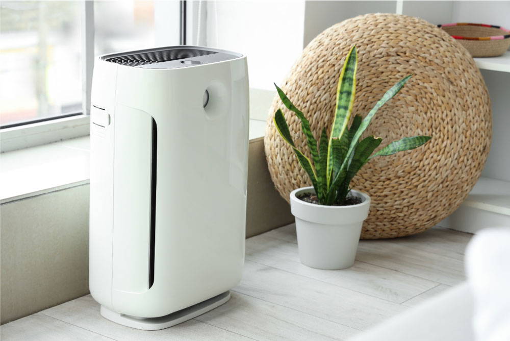 purificador de aire en un living
