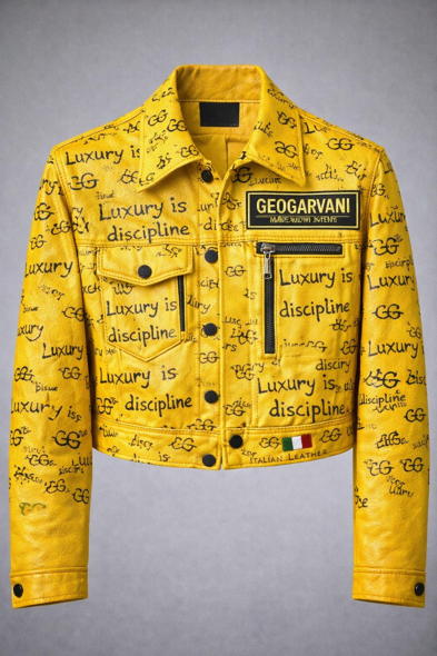 GEOGARVANI Women’s Italian Leather Jacket — Yellow