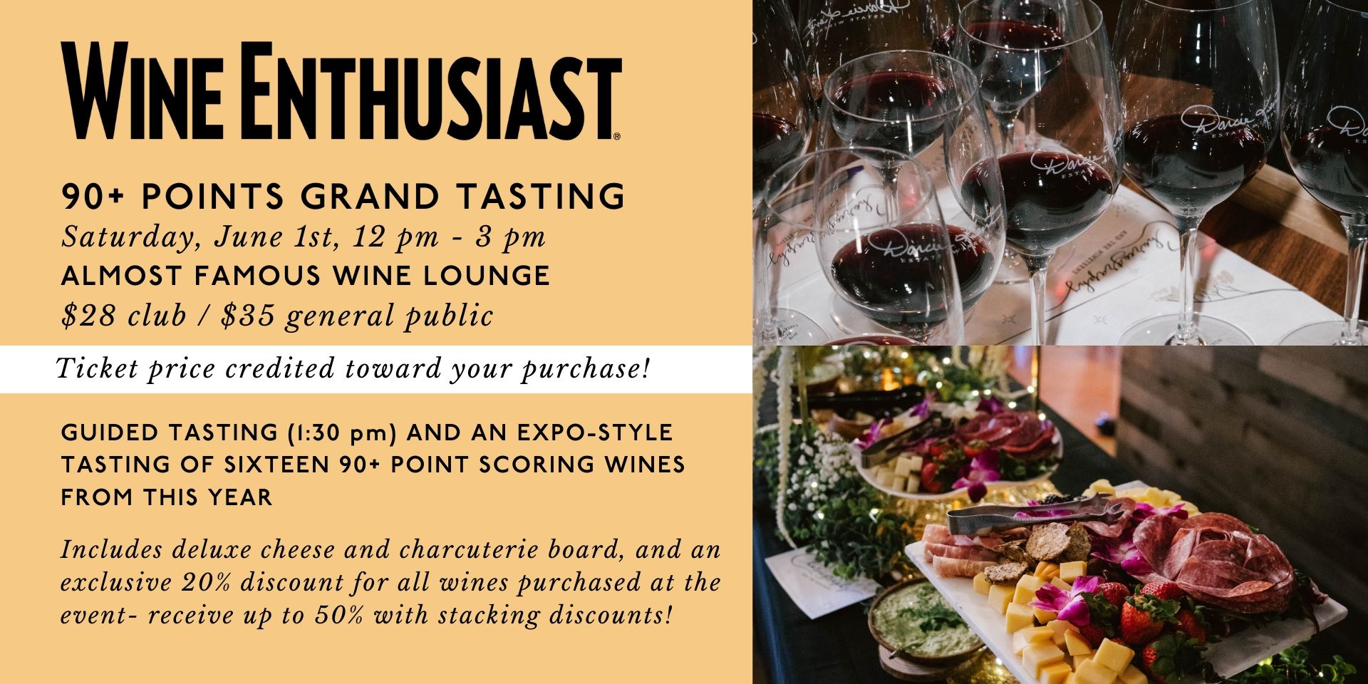 Wine Enthusiast 90+ Points Grand Tasting at Almost Famous Wine Lounge promotional image