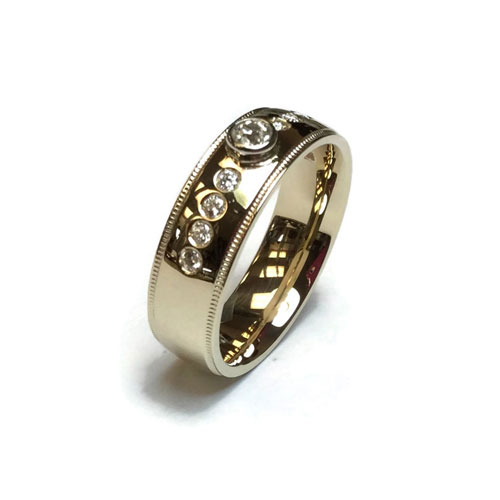 gold ring with small diamonds polished and cleaned