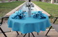 blue round outdoor tablecloth with umbrella hole