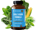 A bottle of the best lutein supplement surrounded by food sources of lutein