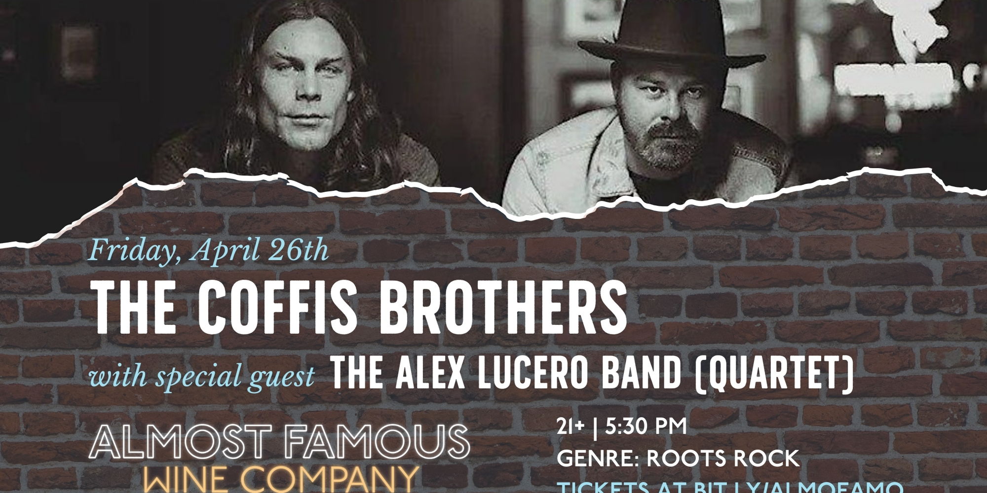 The Coffis Brothers: roots rock with ties to Tim Bluhm, with special guest The Alex Lucero Band promotional image