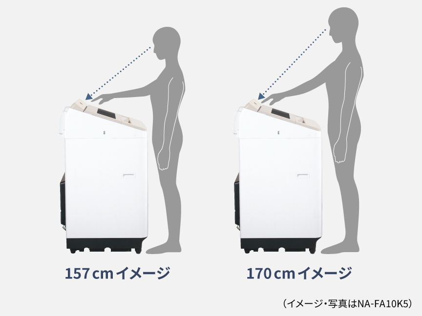 自然な角度で操作パネルを操作可能