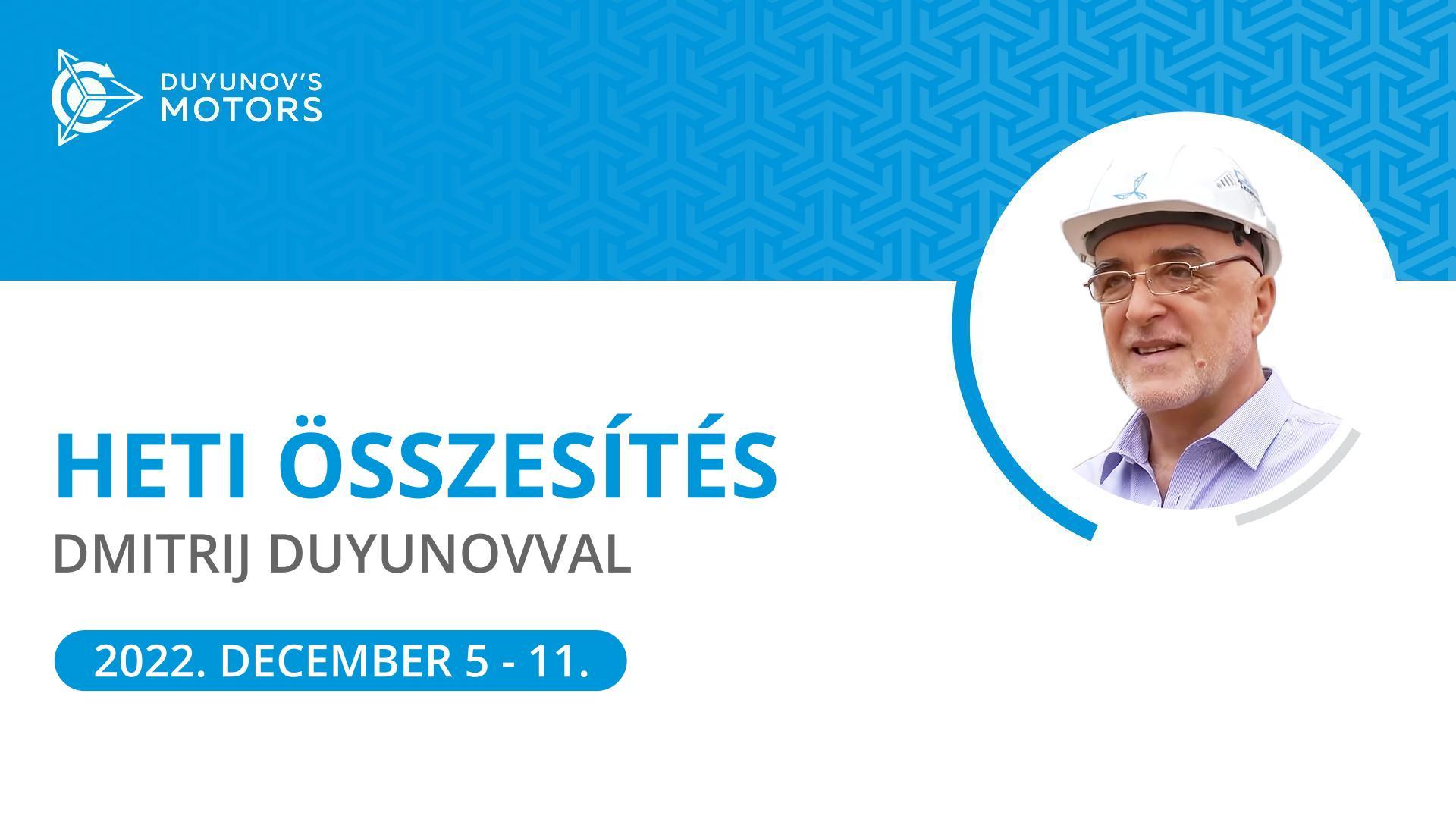 A Duyunov Motorok" projekt heti összesítője