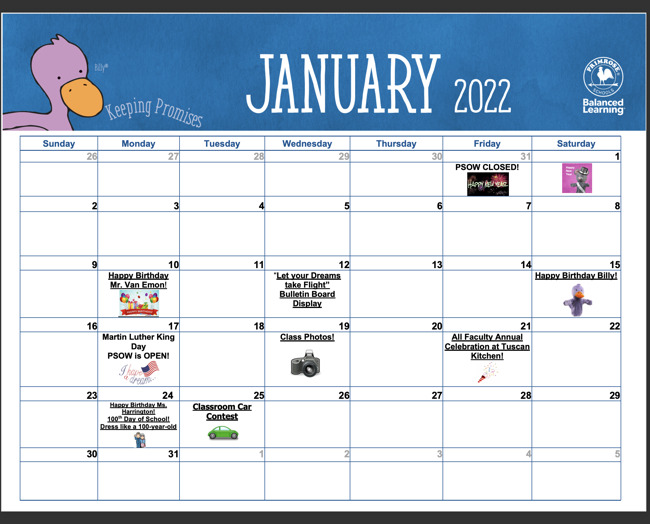 January Calendar! 