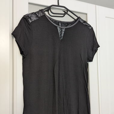 Black T-shirt with faux leather