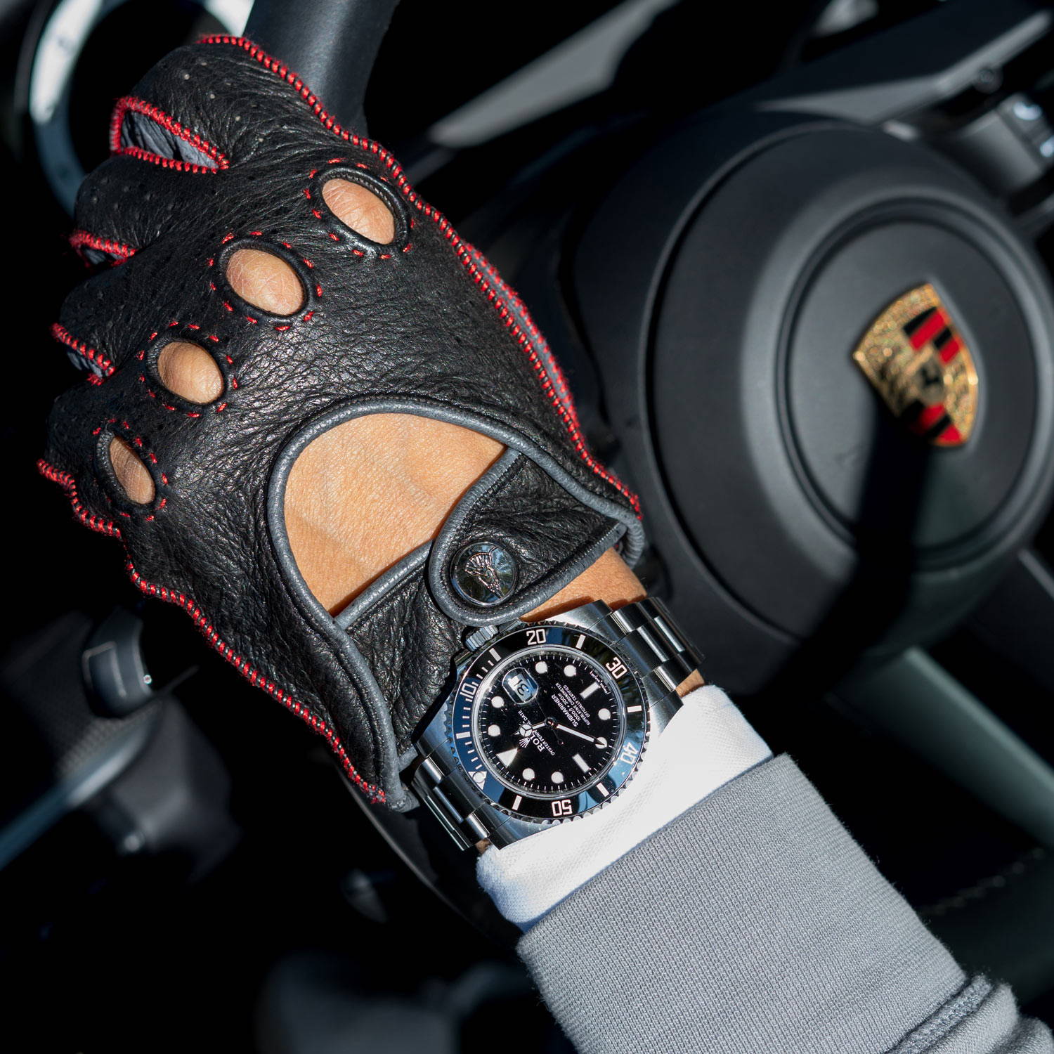 Porsche red driving gloves