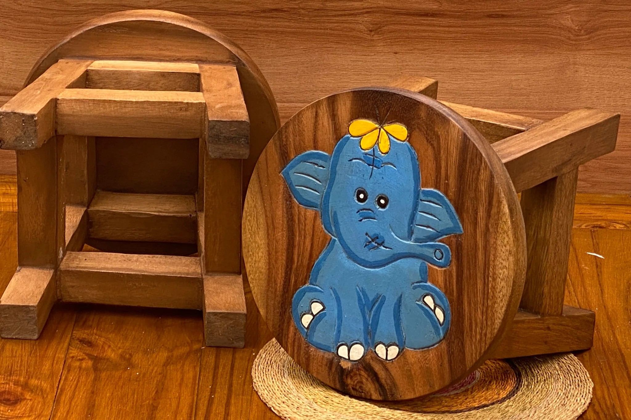Children's furniture Stool Blue Baby ELEPHANT for Toddlers Step sitting Stool - Image 4