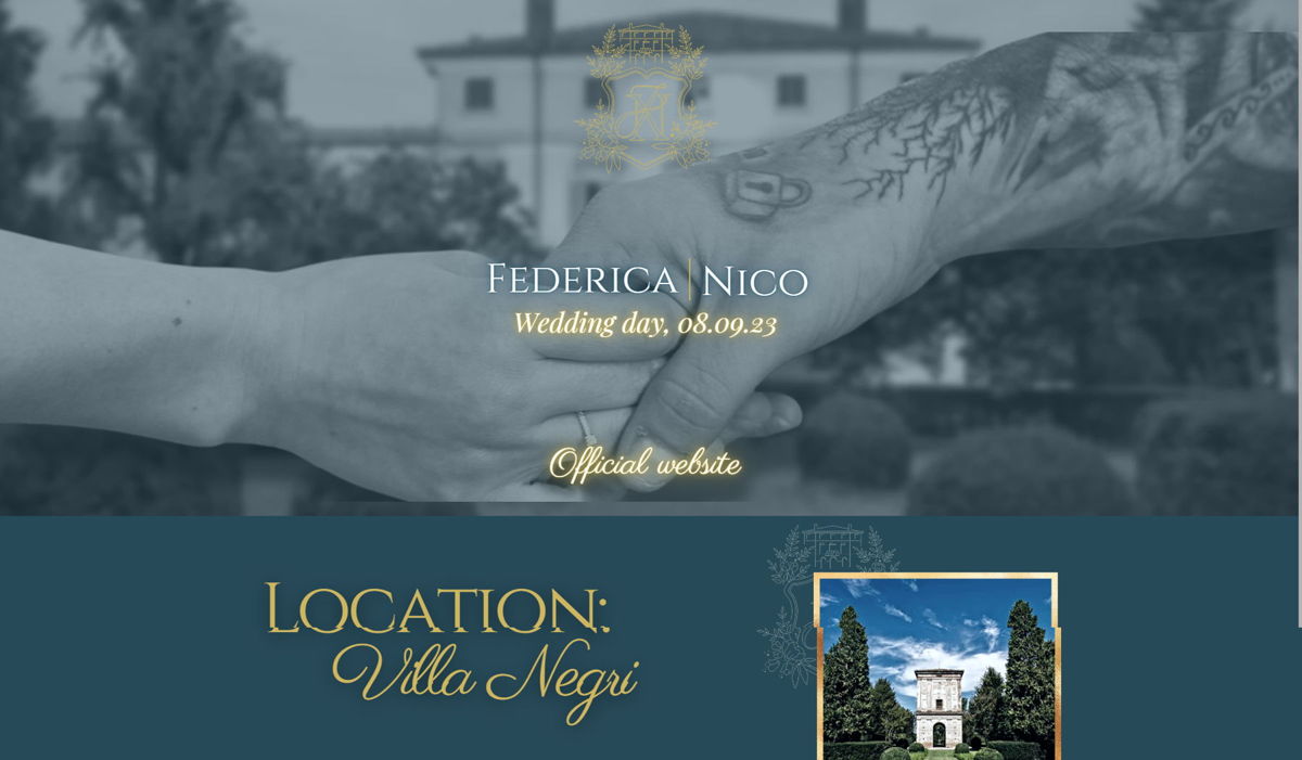 Screenshot of Federica e Nico Wedding, from the blue websites collection.