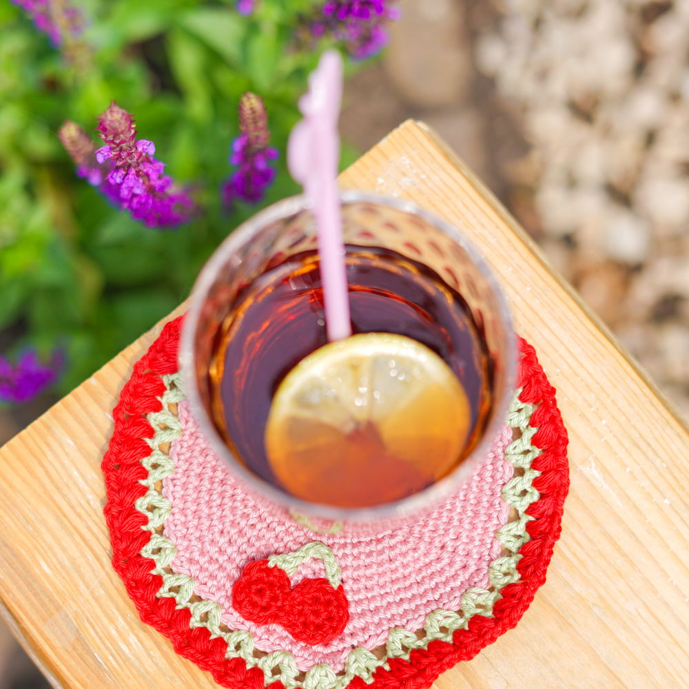 Gratis haakpatroon: kersenonderzetter