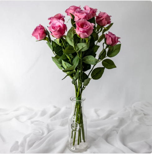 Pink Real Touch Half Bloom Rose - Realistic Artificial Flowers - Image 2