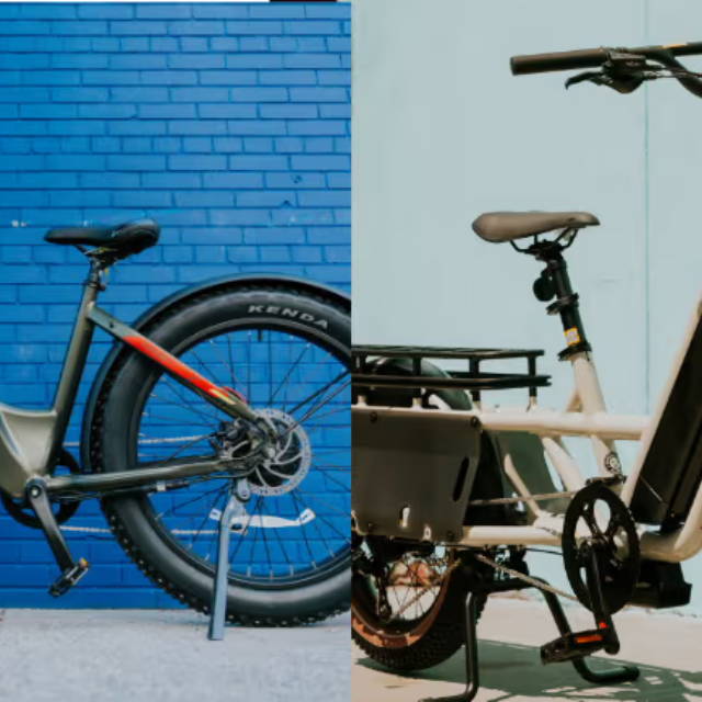Mountain bike and city bike in split screen photo