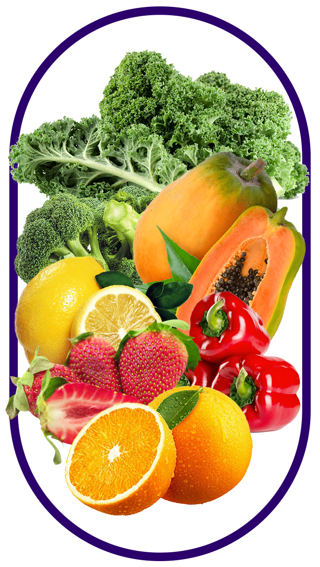 Various fruits containing Vitamin C thats found in the best elderberry gummy supplement