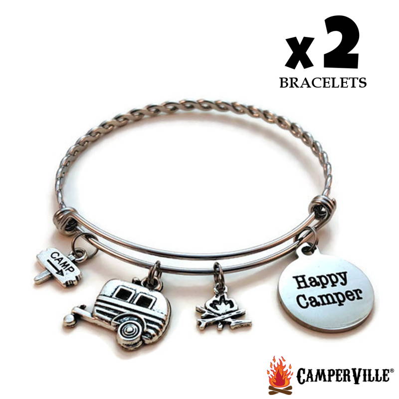 Happy Camper Bracelet, Camping Gift, Camping Charm Bracelet