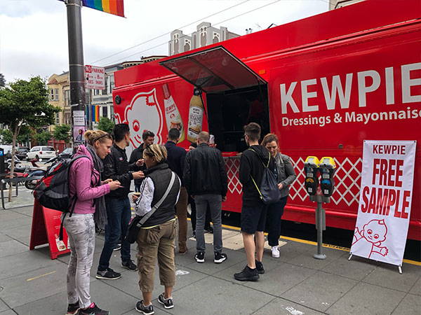 Kewpie truck giving out free samples