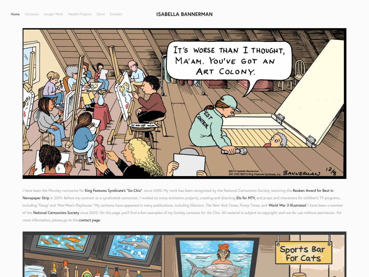 Screenshot of Isabella Bannerman, from the squarespace portfolio examples collection.