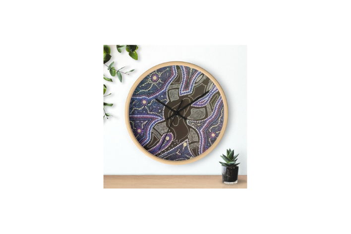 Boho Wooden Wall Clock, Colorful Art Decor (10"x10") - Image 3