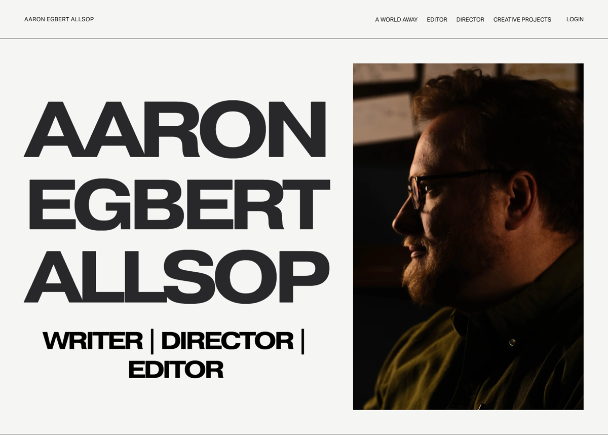 Screenshot of Aaron Egbert Allsop, from the filmmaker portfolios collection.
