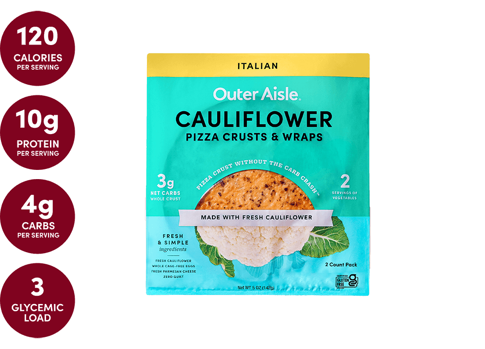 layered cauliflower pizza crusts packages