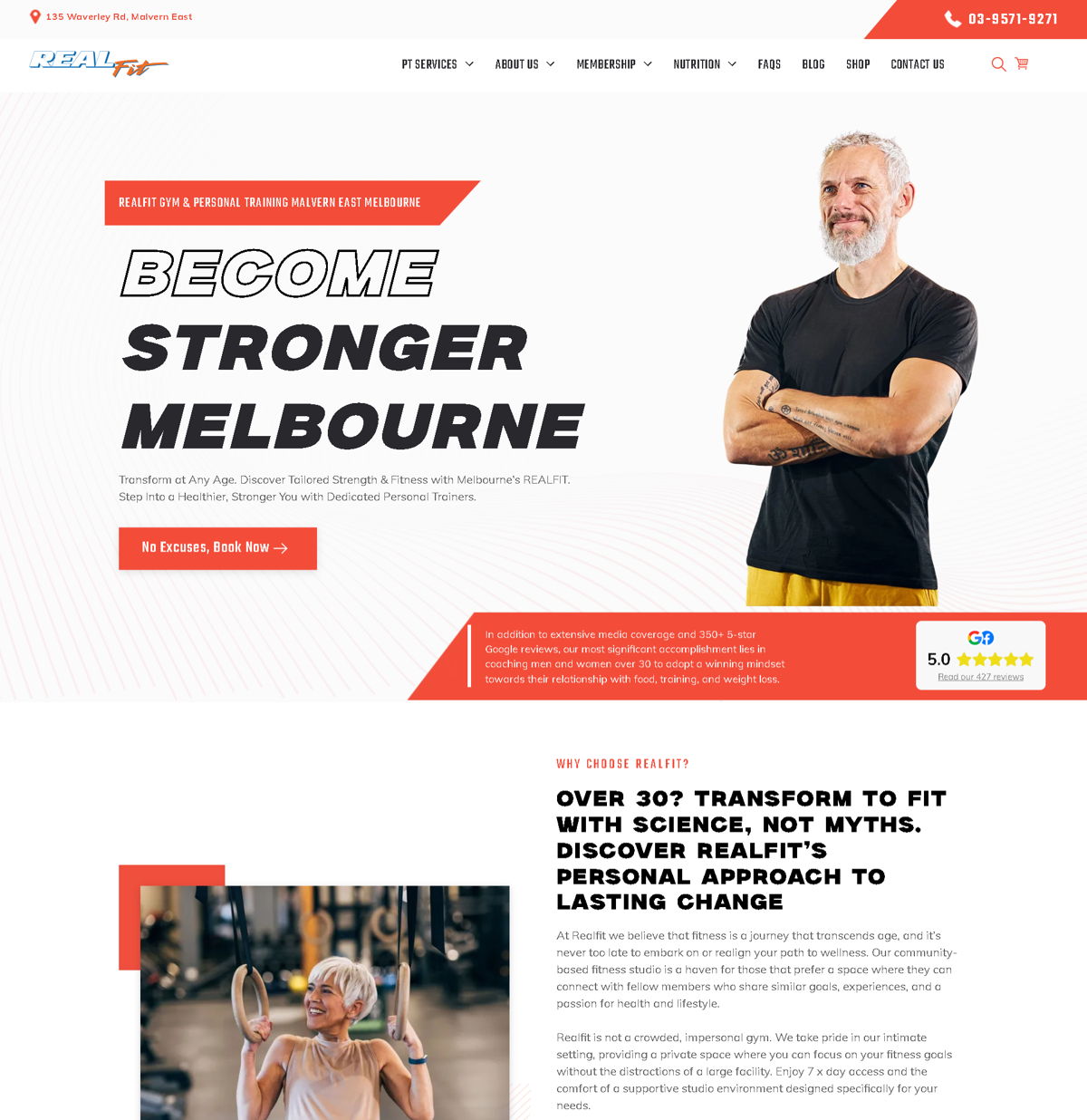 Screenshot of Realfit , from the duda websites collection.