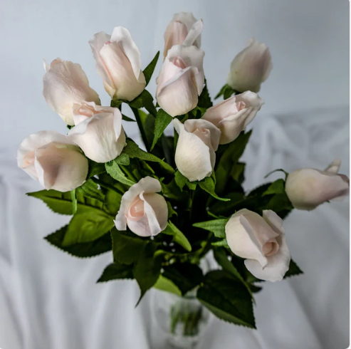 Light Pink Real Touch Rose Bud - Realistic Artificial Flowers - Image 2