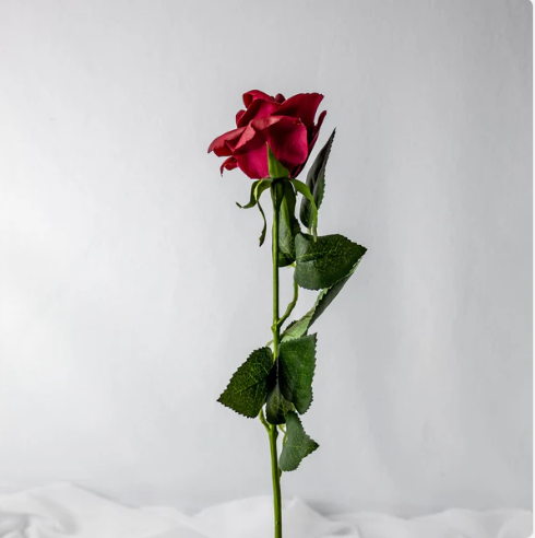 Red Open Bloom Real Touch Rose - Realistic Artificial Flowers - Image 4