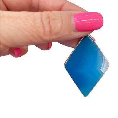 Agate Blue Crystal Pendant - Includes Leather Band