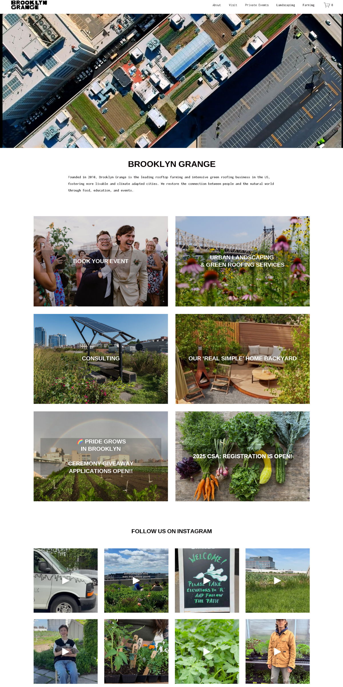 Screenshot of Brooklyn Grange, from the homepage examples collection.