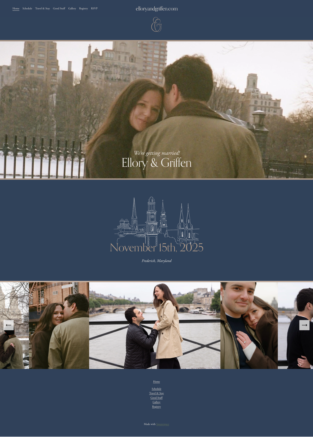 Screenshot of Ellory and Griffen, from the wedding websites collection.