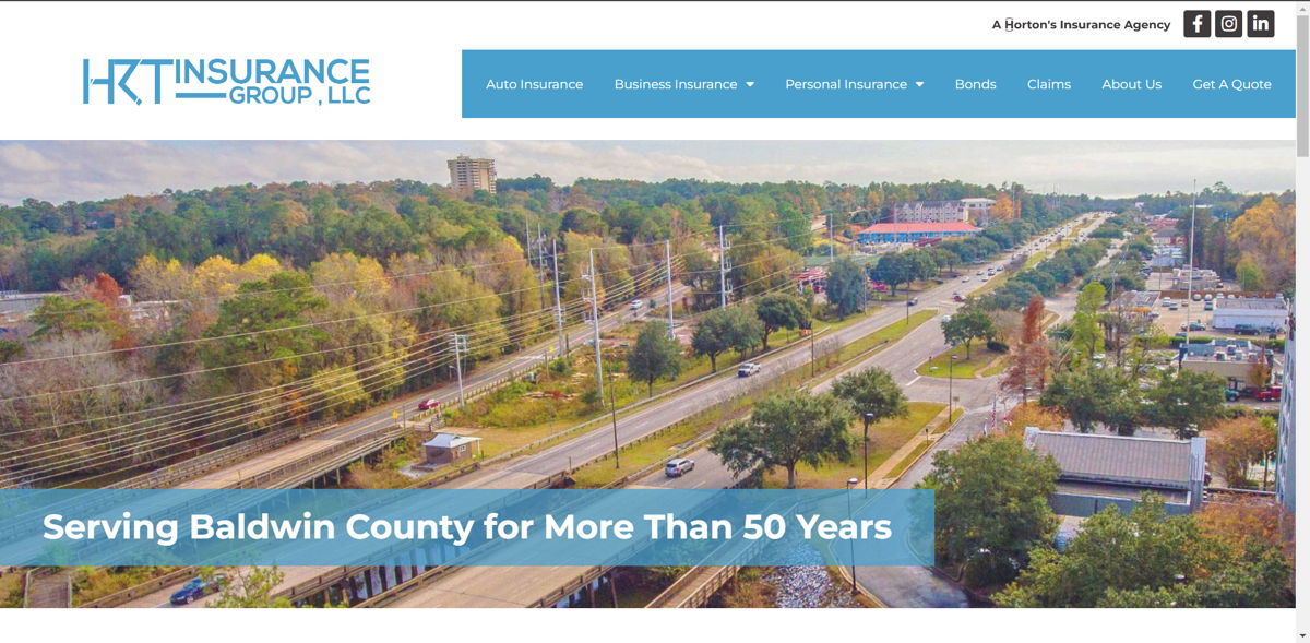 Screenshot of HRT Insurance Group, from the insurance agent websites collection.