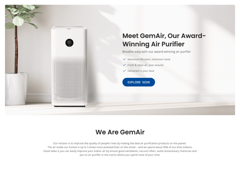 Pitch Landing Page - Air Purifier