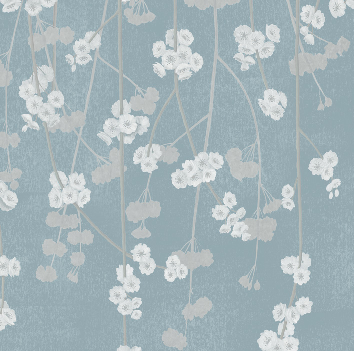 Blue Cherry Blossom Wallpaper swatch Image