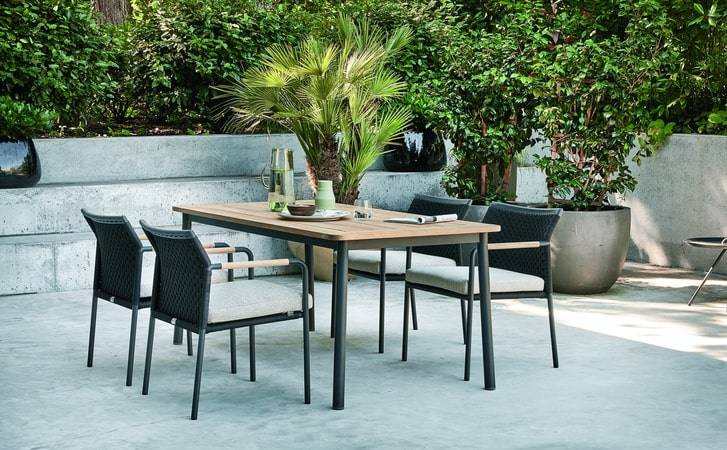 Applebee Elle Belt Dining Aluminum Patio Furniture with Teak Accents