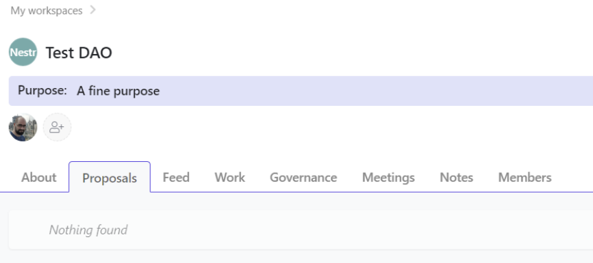 A DAO Workspace - your proposals tab