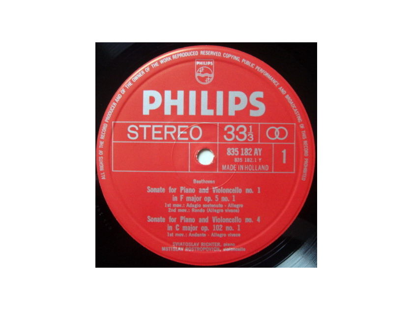 Philips / ROSTROPOVICH-RICHETER, - Beethoven Complete Cello Sonatas, NM, 2LP Box Set!