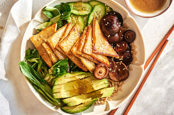 Brown Rice Bowls with Tofu and Shiitake