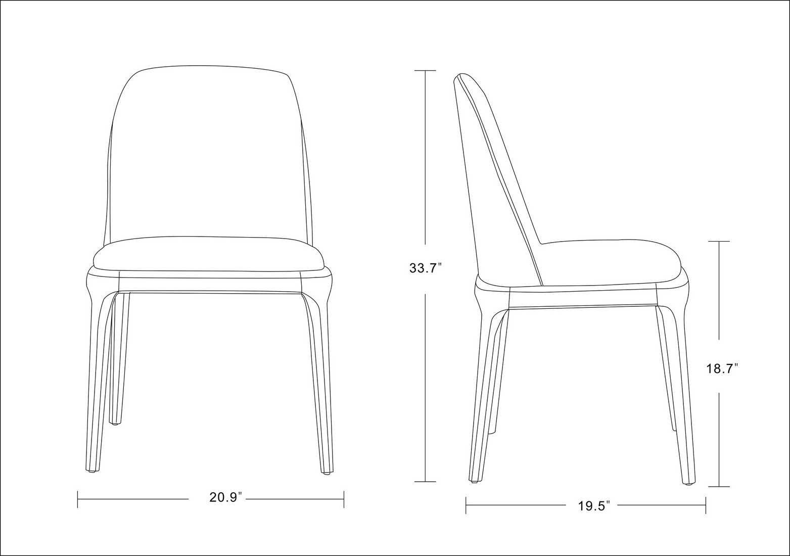 Weight and Dimension (Length, Depth, Width, Height) of Mondella Bacone Tan and Walnut Faux Leather Dining Chair from Dining Table Mart (MON043801)