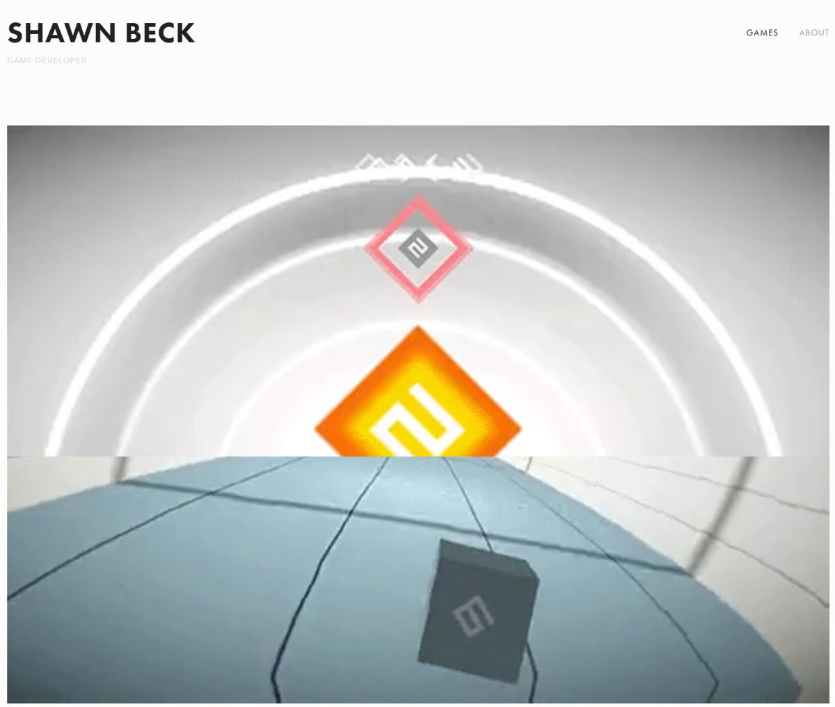 Screenshot of Shawn Beck, from the game developer portfolios collection.