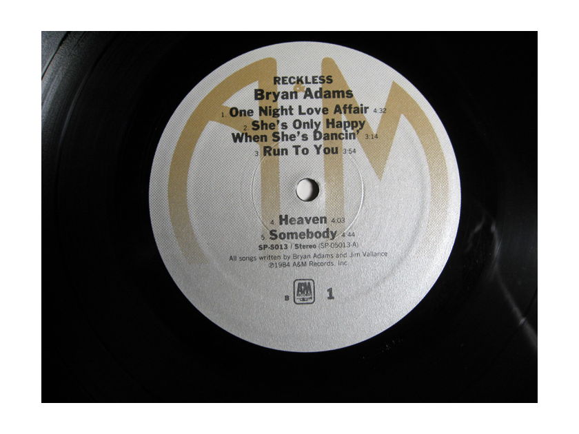 Bryan Adams - Reckless  - Translucent Black MASTERDISK 1984 A&M Records SP-5013