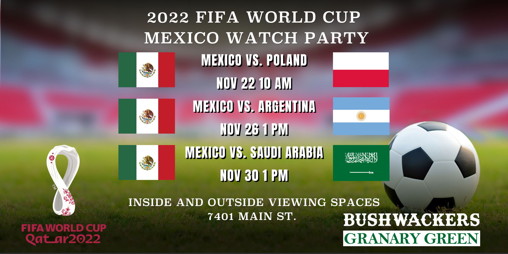 FIFA WC Mexico Watch Party - Mexico v. Argentina promotional image
