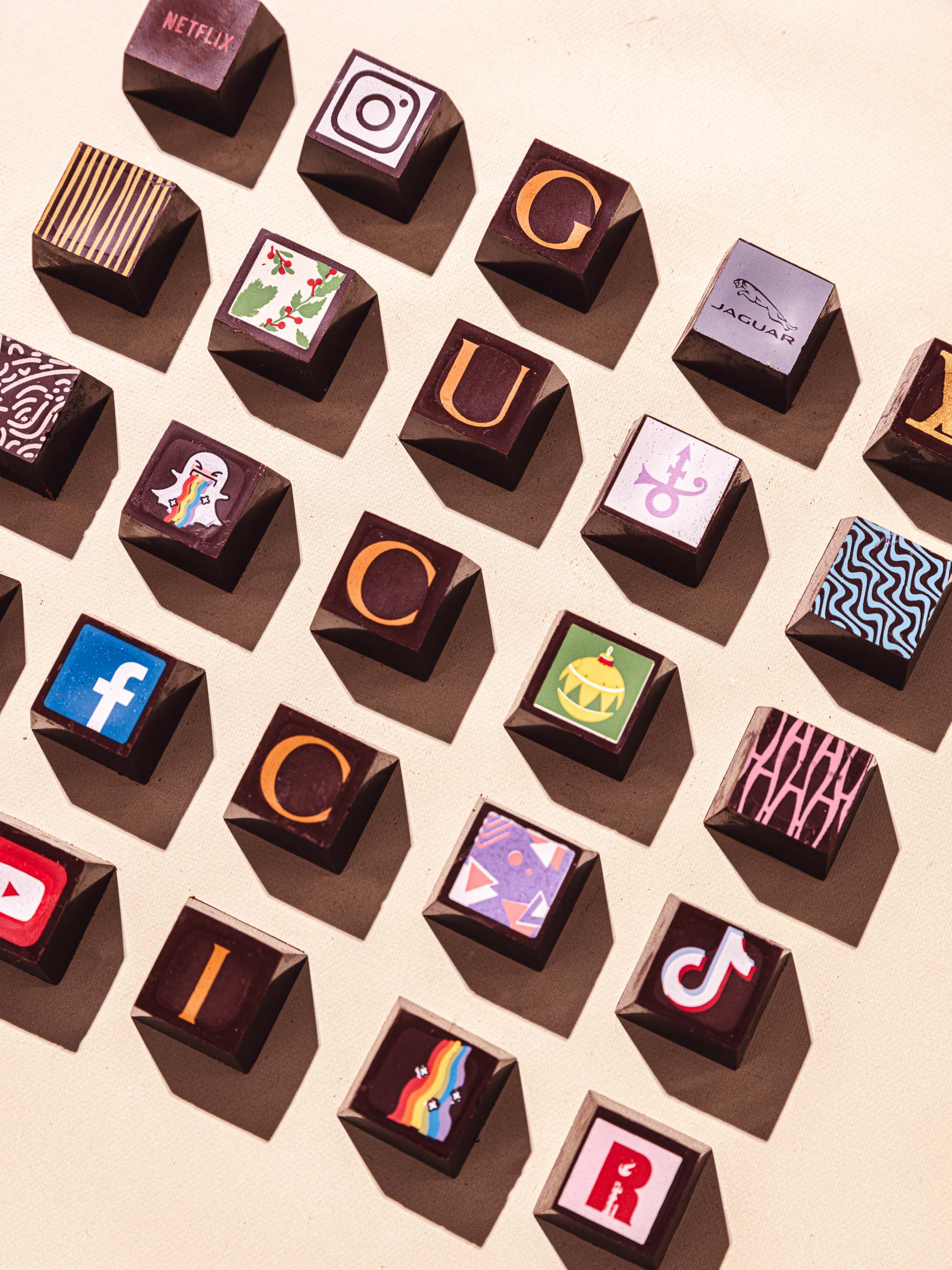 Compartes custom chocolate truffles with logos