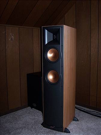 Left Speaker. Klipsch RF-25, HSU Sub behind.